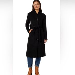 Avec Les Filles wool blend overlap collar coat with belt